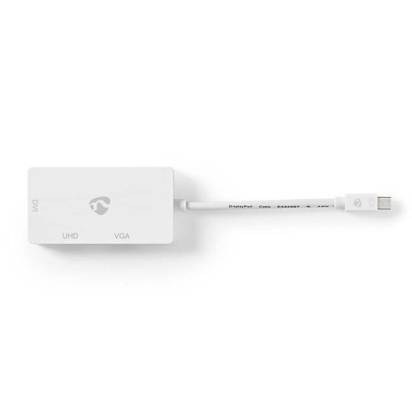 Displayport-Adapter | Mini DisplayPort Stecker | DVI-D 24+1-Pin Buchse / HDMI? Ausgang / VGA Buchse | 4K@60Hz | Vernickelt | Schaltbar | 0.20 m | Rund | ABS | ABS | Weiss | Blister