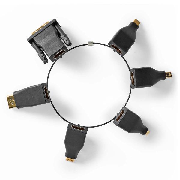 HDMI? -Adapter | DisplayPort Stecker / DVI-D 24+1-Pin Stecker / HDMI? Micro Stecker / HDMI? Mini Stecker / Mini DisplayPort Stecker / USB-C? Stecker | HDMI? Ausgang | Vergoldet | Gerade | PVC | Schwarz | 1 Stück | Box