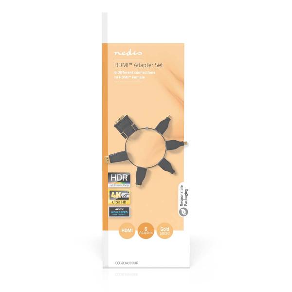 HDMI? -Adapter | DisplayPort Stecker / DVI-D 24+1-Pin Stecker / HDMI? Micro Stecker / HDMI? Mini Stecker / Mini DisplayPort Stecker / USB-C? Stecker | HDMI? Ausgang | Vergoldet | Gerade | PVC | Schwarz | 1 Stück | Box