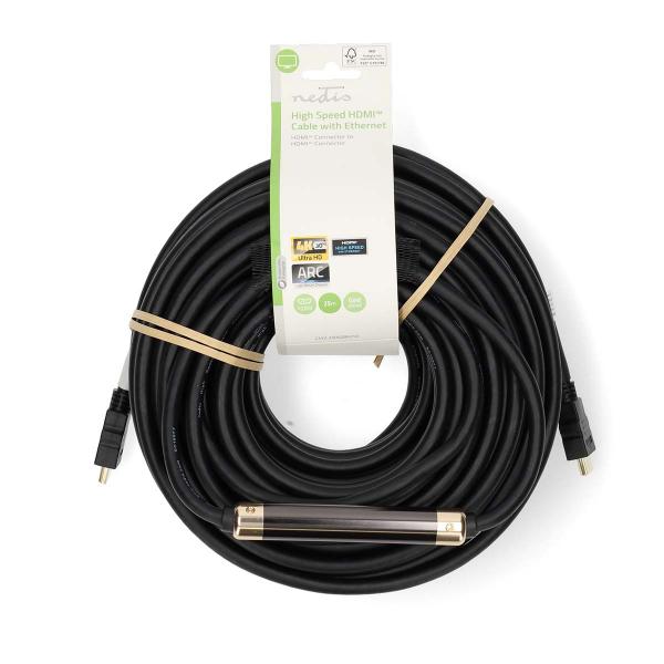 High Speed ??HDMI ? Kabel mit Ethernet | HDMI? Stecker | HDMI? Stecker | 4K@30Hz | ARC | 10.2 Gbps | 25.0 m | Rund | PVC | Schwarz | Label