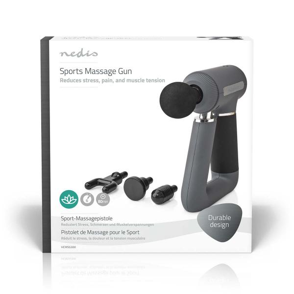 Sport-Massagepistole | Batteriebetrieben | N/A | Wiederaufladbar | 6 Massagemodi | USB Kabel | Grau