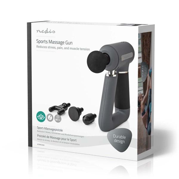 Sport-Massagepistole | Batteriebetrieben | N/A | Wiederaufladbar | 6 Massagemodi | USB Kabel | Grau