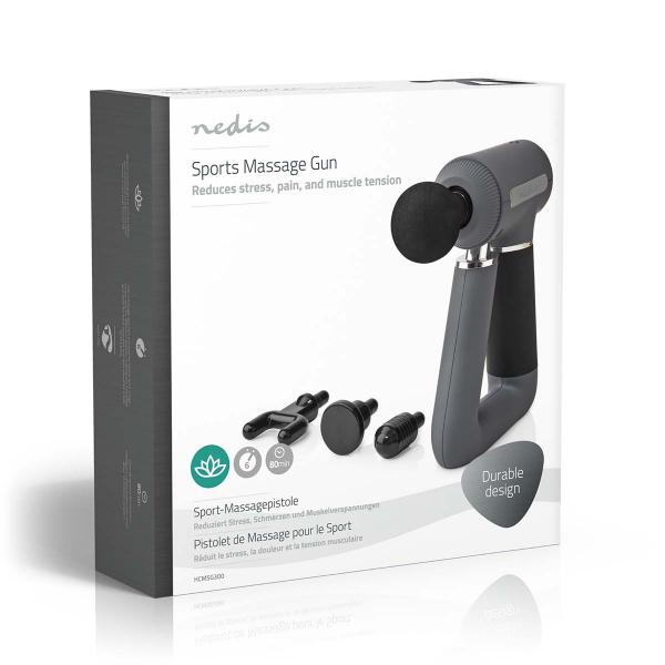 Sport-Massagepistole | Batteriebetrieben | N/A | Wiederaufladbar | 6 Massagemodi | USB Kabel | Grau