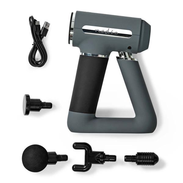 Sport-Massagepistole | Batteriebetrieben | N/A | Wiederaufladbar | 6 Massagemodi | USB Kabel | Grau