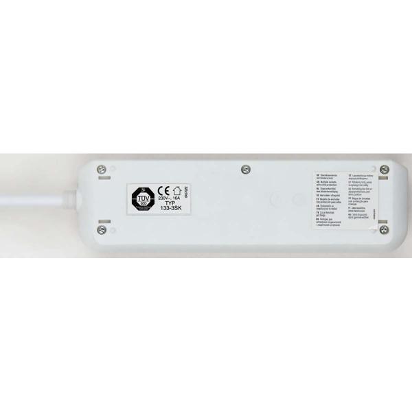Verlängerungsbuchse Eco-Line 3-fach 5.00 m Weiss - Schutzkontakt TYPE F