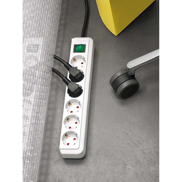 Verlängerungsbuchse Eco-Line 3-fach 5.00 m Weiss - Schutzkontakt TYPE F