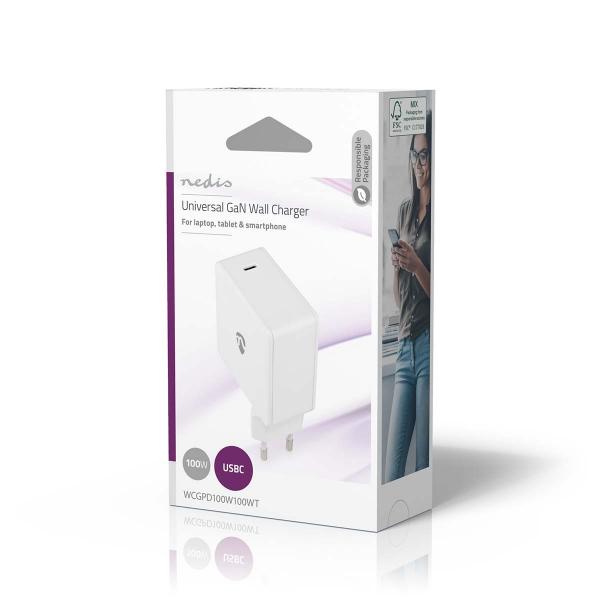 Netzladegerät | 100 W | GaN | PD3.0 100W / PD3.0 30W / PD3.0 45W / PD3.0 60W / PD3.0 65W | Schnellladefunktion | 3.0 / 5.0 A | Anzahl der Ausgänge: 1 | USB-C? | Automatische Spannungswahl | Weiss