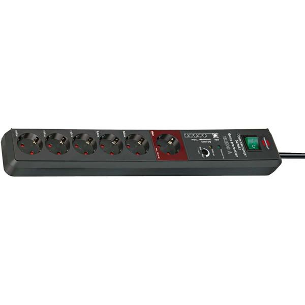 Secure-Tec, 6-fach Steckdosenleiste mit Überspannungsschutz und Main-Follow-Funktion (3m Kabel und Schalter) TYPE F