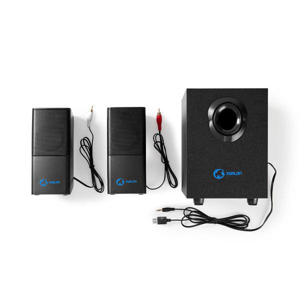 Gaming-Lautsprecher | Lautsprecherkanäle: 2.1 | Stromversorgung über USB | 3.5 mm Stecker | 30 W | Ohne Beleuchtung | Lautstärke-Regler