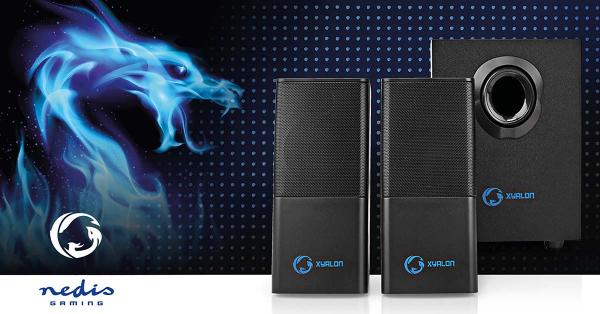 Gaming-Lautsprecher | Lautsprecherkanäle: 2.1 | Stromversorgung über USB | 3.5 mm Stecker | 30 W | Ohne Beleuchtung | Lautstärke-Regler