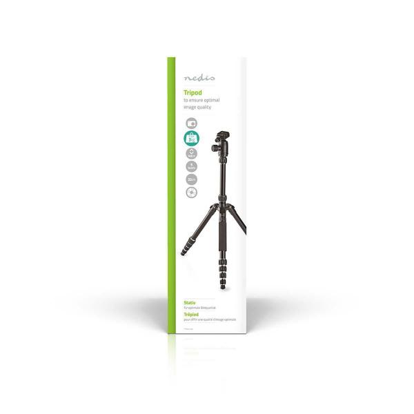 Stativ | Maximale Belastbarkeit: 3.0 kg | Min. arbeitshöhe: 17.5 cm | Max. Arbeitshöhe: 145.0 cm | 3 Segmente | Kugelkopf | Tragetasche enthalten | Reversible Mittelsäule | ABS / Aluminium | Schwarz
