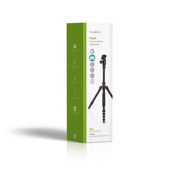 Stativ | Maximale Belastbarkeit: 3.0 kg | Min. arbeitshöhe: 17.5 cm | Max. Arbeitshöhe: 145.0 cm | 3 Segmente | Kugelkopf | Tragetasche enthalten | Reversible Mittelsäule | ABS / Aluminium | Schwarz