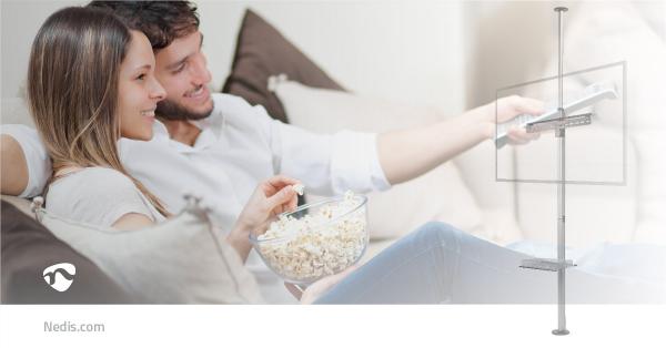 Vollbeweglicher TV-Ständer | 37 - 70 " | maximal unterstützes Bildschirmgewicht: 30 kg | kippbar | drehbar | Einstellbare voreingestellte Höhen | Aluminium / Stahl | Schwarz / Silber