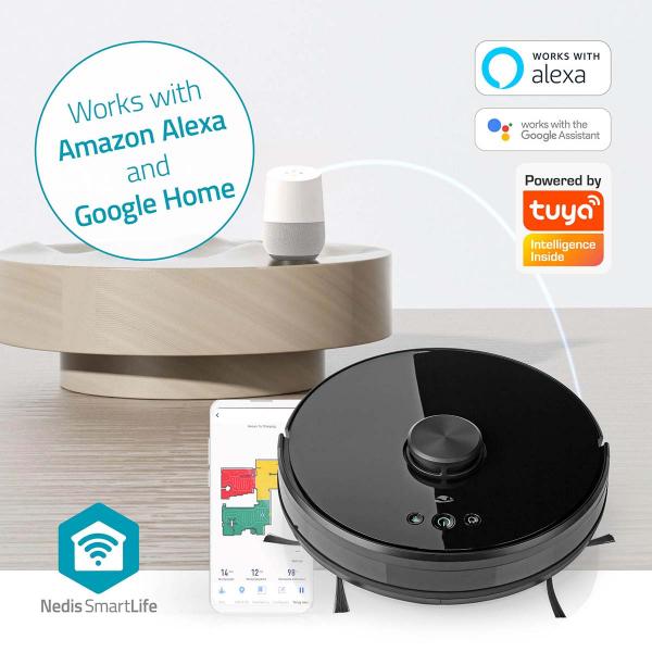 SmartLife Roboter-Staubsauger | Laser-Navigation | Wi-Fi | Kapazität Auffangbehälter: 0.6 l | Automatisches Laden | Maximale Betriebszeit: 2 Std | Schwarz | Android? / IOS