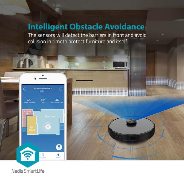 SmartLife Roboter-Staubsauger | Laser-Navigation | Wi-Fi | Kapazität Auffangbehälter: 0.6 l | Automatisches Laden | Maximale Betriebszeit: 2 Std | Schwarz | Android? / IOS