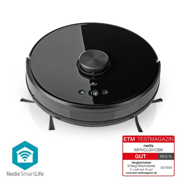 SmartLife Roboter-Staubsauger | Laser-Navigation | Wi-Fi | Kapazität Auffangbehälter: 0.6 l | Automatisches Laden | Maximale Betriebszeit: 2 Std | Schwarz | Android? / IOS
