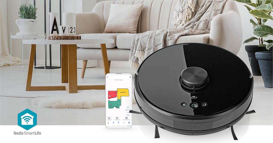 SmartLife Roboter-Staubsauger | Laser-Navigation | Wi-Fi | Kapazität Auffangbehälter: 0.6 l | Automatisches Laden | Maximale Betriebszeit: 2 Std | Schwarz | Android? / IOS