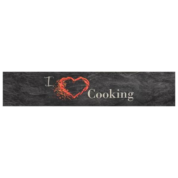 Küchenteppich Waschbar Cooking Schwarz 60x300 cm Samt