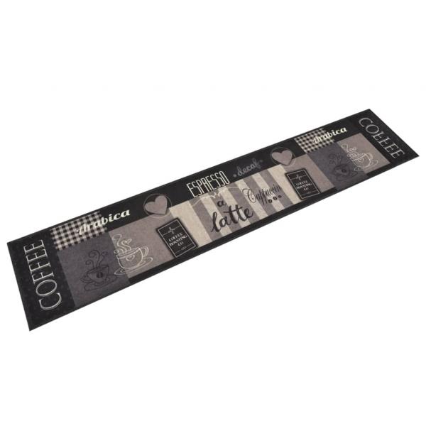 ARDEBO.de - Küchenteppich Waschbar Coffee Schwarz 60x300 cm Samt