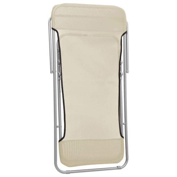 ARDEBO.de - Strandstühle 2 Stk. Creme Textilene & Pulverbeschichteter Stahl