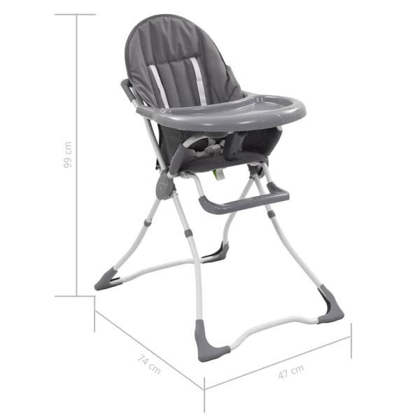 Baby-Hochstuhl Grau und Weiß 