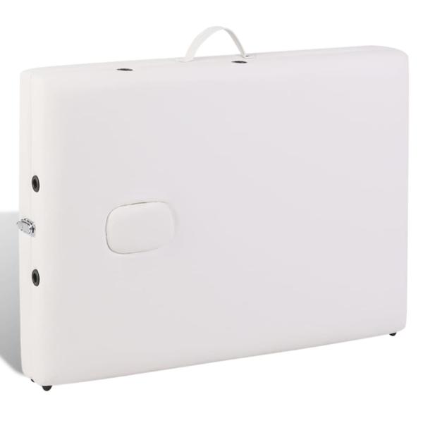 Massageliege Klappbar 2-Zonen mit Holzgestell Cremeweiß