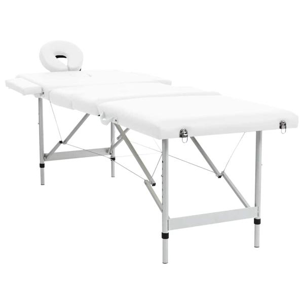 Massagetisch mit Aluminiumrahmen, faltbar 4 Zonen Creme-Weiß