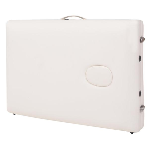 Massageliege 2-Zonen mit Hocker Klappbar 10 cm Sitz Weiß