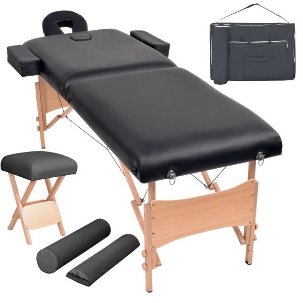 ARDEBO.de - Massageliege 2-Zonen mit Hocker Klappbar 10 cm Sitz Schwarz