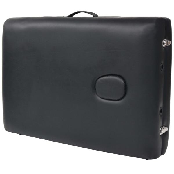 Massageliege 2-Zonen mit Hocker Klappbar 10 cm Sitz Schwarz