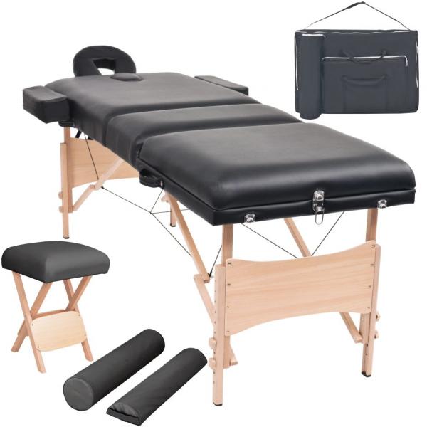 ARDEBO.de - Massageliege 3-Zonen mit Hocker Klappbar 10 cm Sitz Schwarz