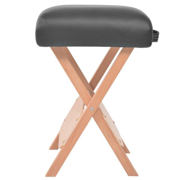 Massageliege 3-Zonen mit Hocker Klappbar 10 cm Sitz Schwarz