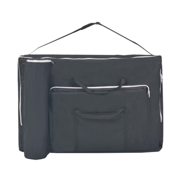 Massageliege 3-Zonen mit Hocker Klappbar 10 cm Sitz Schwarz