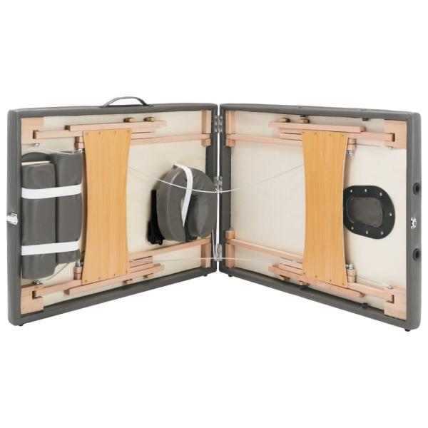 Massagetisch mit 2 Zonen Holzrahmen Anthrazit 186×68 cm