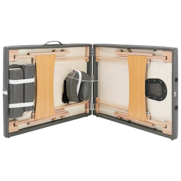 Massagetisch mit 2 Zonen Holzrahmen Anthrazit 186×68 cm