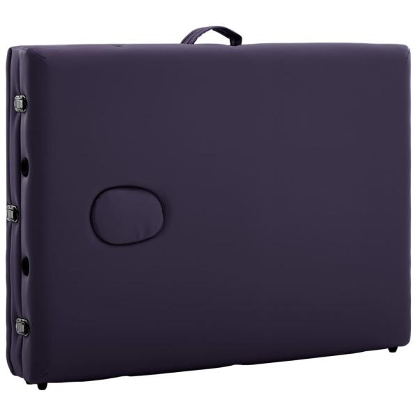 Massageliege Klappbar 3-Zonen mit Holzgestell Lila