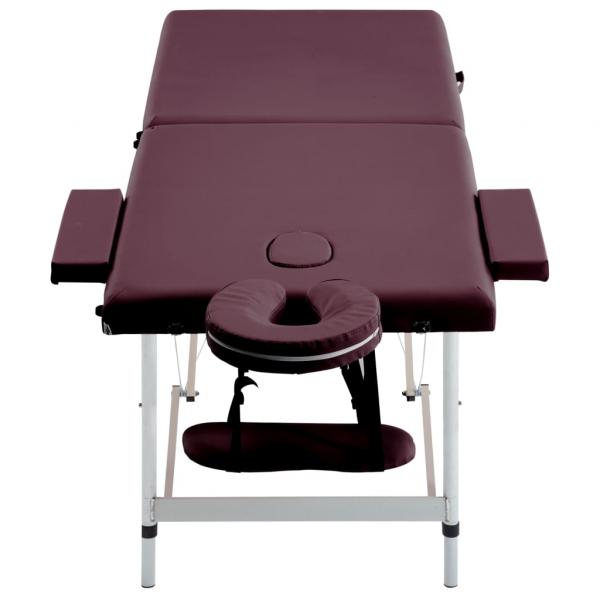 Massageliege Klappbar 2-Zonen Aluminiumgestell Bordeaux-Lila