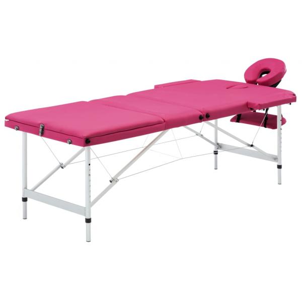 ARDEBO.de - Massageliege Klappbar 3-Zonen mit Aluminiumgestell Rosa