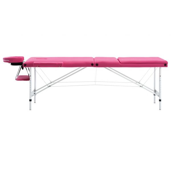 Massageliege Klappbar 3-Zonen mit Aluminiumgestell Rosa