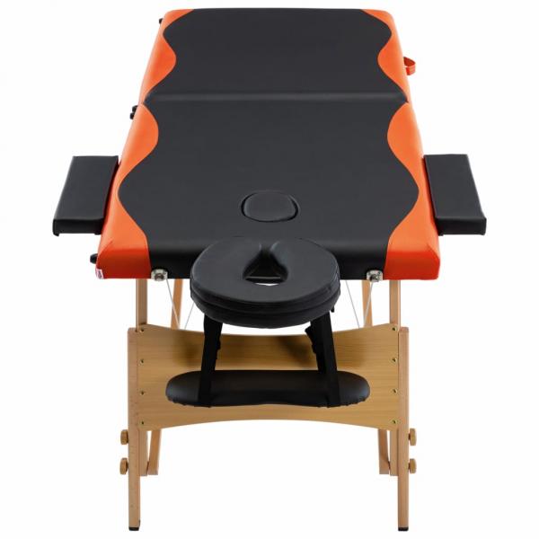  Massageliege Klappbar 2-Zonen Holzgestell Schwarz und Orange