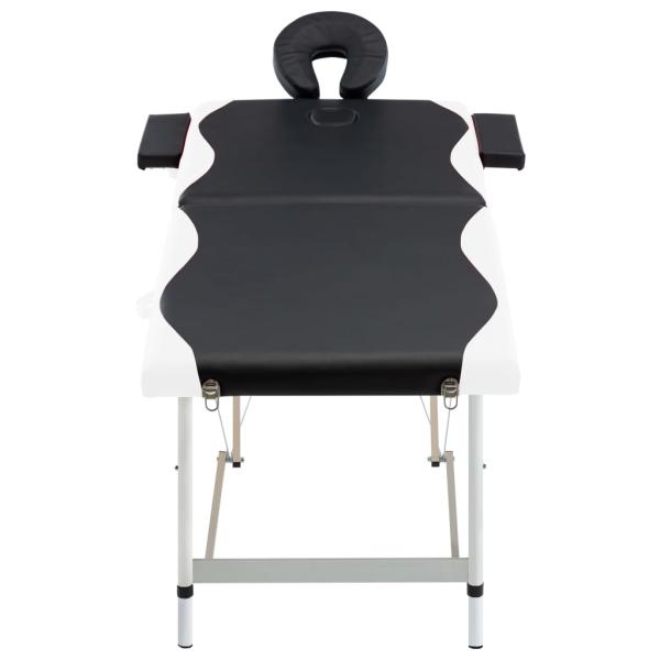 Massageliege Klappbar 2-Zonen Aluminiumgestell Schwarz und Weiß