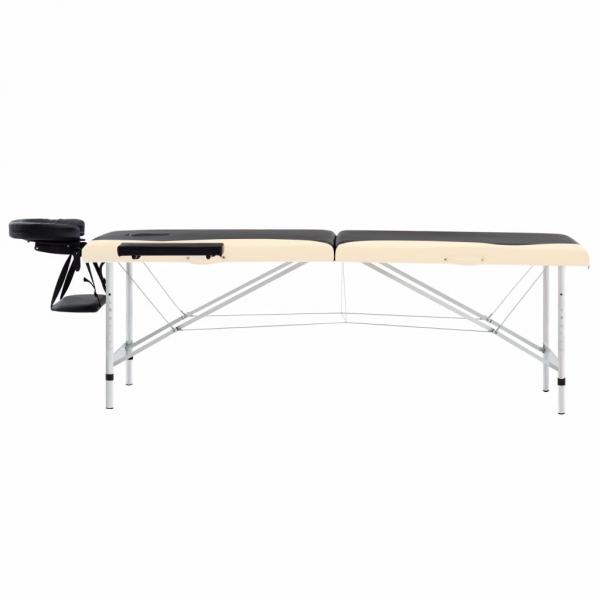 Massageliege Klappbar 2-Zonen Aluminiumgestell Schwarz Beige