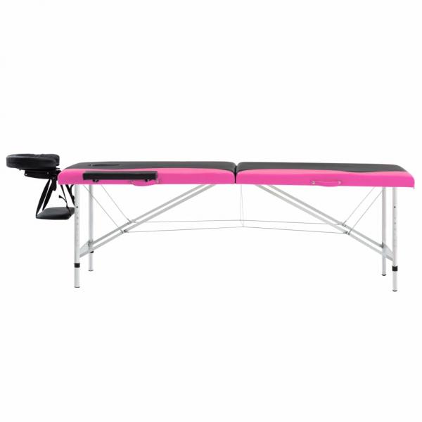 ARDEBO.de - Massageliege Klappbar 2-Zonen Aluminiumgestell Schwarz und Rosa