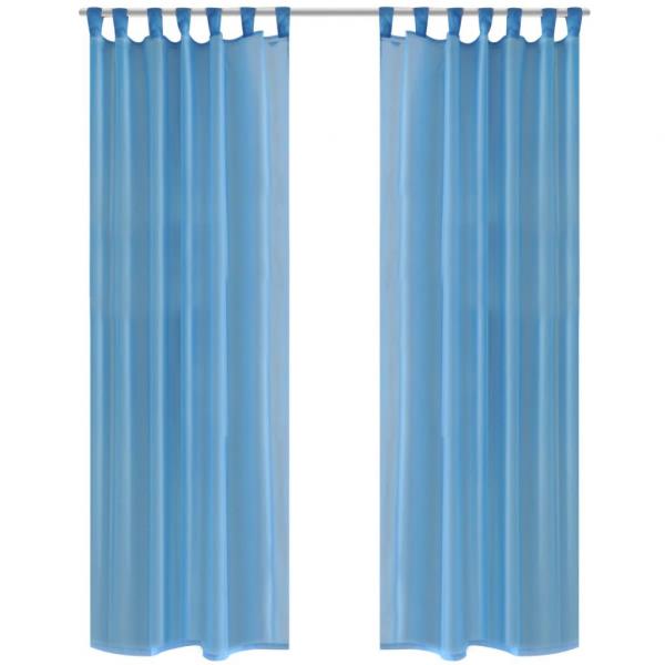 ARDEBO.de - 2 x Transparente Gardine Fertiggardine 140 x 225 cm türkis