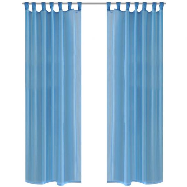 ARDEBO.de - 2 x Transparente Gardine Fertiggardine 140 x 245 cm türkis