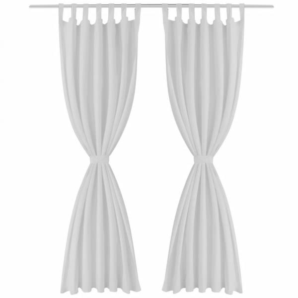 Vorhänge Gardinen aus Satin 2-teilig 140 x 245 cm Weiß
