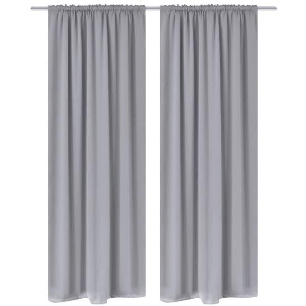 ARDEBO.de - 2 Stk. Grau Verdunkelungs-Vorhänge mit Schlitzkopf 135 x 245 cm