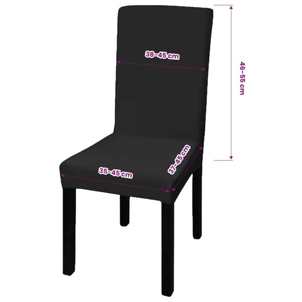 6 Stk. Schwarz Stuhlhussen Gerade Dehnbar