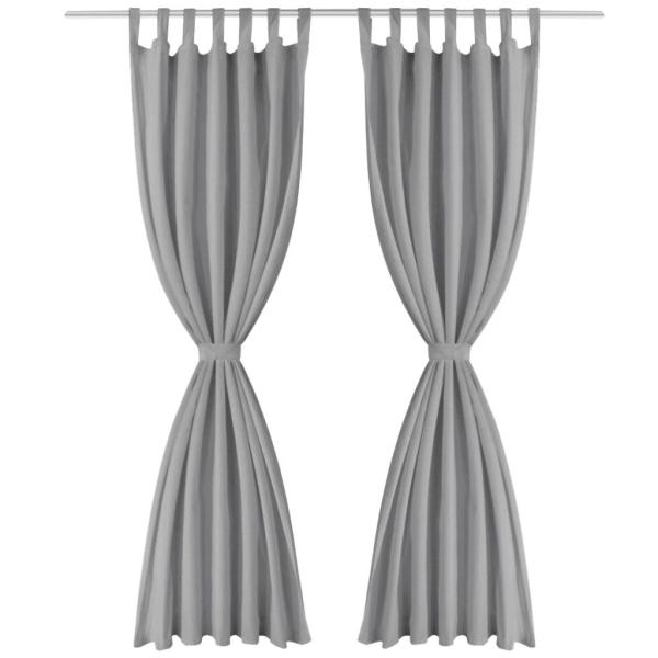 Vorhänge aus Mikro-Satin 2 Stk. mit Schlaufen 140×175 cm Grau