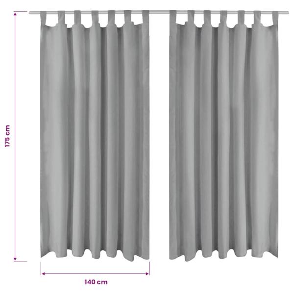 Vorhänge aus Mikro-Satin 2 Stk. mit Schlaufen 140×175 cm Grau